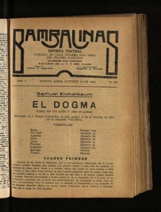 El dogma : pieza en un acto y tres cuadros
