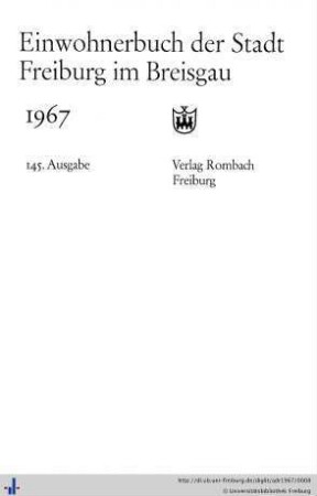 Einwohnerbuch der Stadt Freiburg im Breisgau : 1967