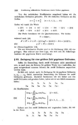 § 69. Zerlegung für eine größere Zahl gegebener Ordinaten.
