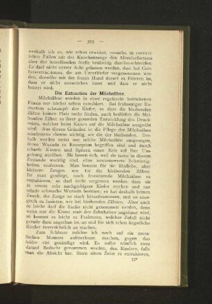 Die Extraction der Milchzähne.