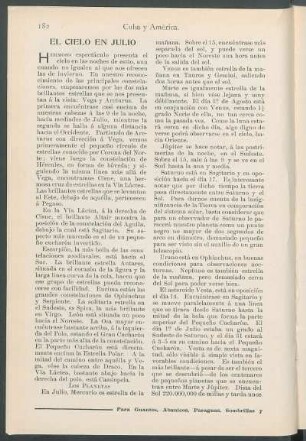 El cielo en Julio. : Los Planetas [y] La Luna.
