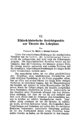 Etisch-historische Gesichtspunkte zur Theorie des Lehrplans