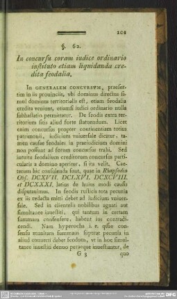 §. 62. In concursu coram iudice ordinario instituto etiam liquidanda credita feodalia