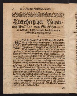 28-34, Trewherziger & Inpartheyischer Discurs