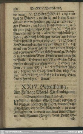 XXIV. Betrachtung, Am Festtage Mariä Verkündigung. Evangelium Luc. I. 26-38
