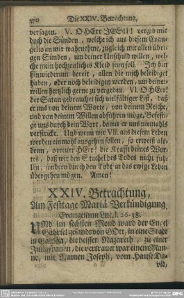 XXIV. Betrachtung, Am Festtage Mariä Verkündigung. Evangelium Luc. I. 26-38