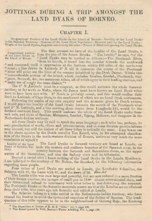 Chapter I. Geographical position of the land Dyaks on the island of Borneo ...