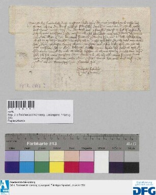 Hyltpold Frawnberger zu Prunn ersucht die Stadt Nürnberg um Erstreckung der Frist zur Ausfertigung eines Briefes, da er zuerst mit seinem Herzog Johann einig sein müsse.