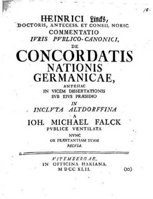 Commentatio iur. publ. can. de concordatis nationis Germanicae