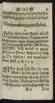 Vorbereitung zum Gebet.