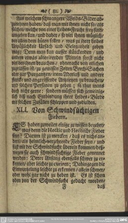 XLI. Von Schwindsüchtigen Fiebern