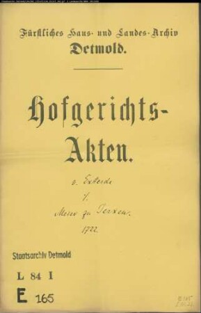 von Exterdesche Vormunde gegen Meier zu Jerxen - Schuldforderung