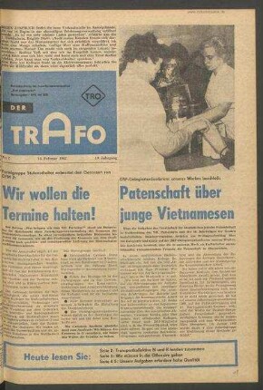TRO-Betriebszeitung 'Der Trafo'; Nr. 7/1967 (15. Februar 1967)