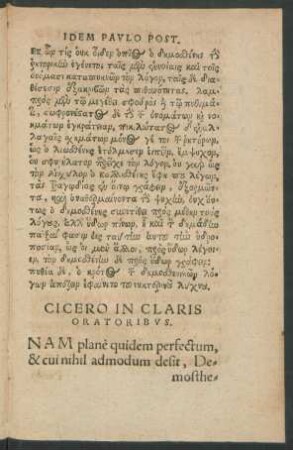 Cicero In Claris Oratoribus.