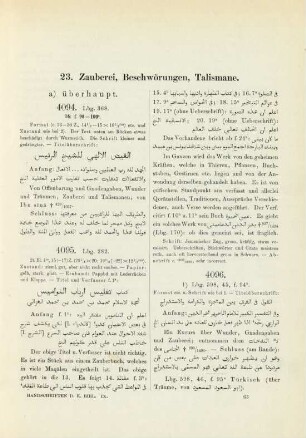 23. Zauberei, Beschwörungen, Talismane