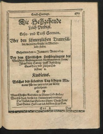 Die Sechzehende Leich-Predigt. Lehr- und Trost-Sermon.