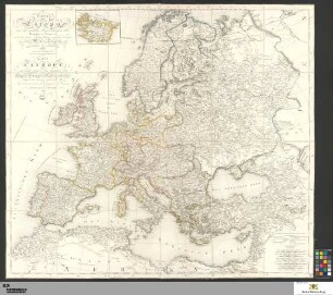 Karte von Europa : mit den neuesten Begrenzungen aller Reiche und Staaten nach den letzten Friedensschlüssen und den Verträgen des Wiener Congreß