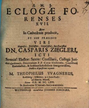 Eclogae Forenses XVII