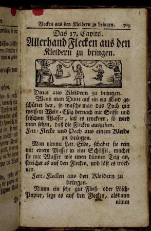 Das 17. Capitel. Allerhand Flecken aus den Kleidern zu bringen.