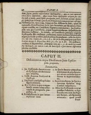 Caput II. Definitionem atque Divisionem Juris Episcopalis proponit.