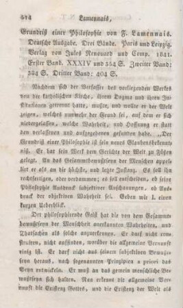 514-526 [Rezension] Lamennais, Félicité Robert de, Grundriß einer Philosophie
