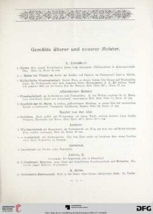 Gemälde älterer und neuerer Meister (Nr. 1-233)