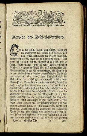 Vorrede des Geschichtschreibers.