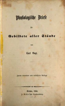 Physiologische Briefe für Gebildete aller Stände