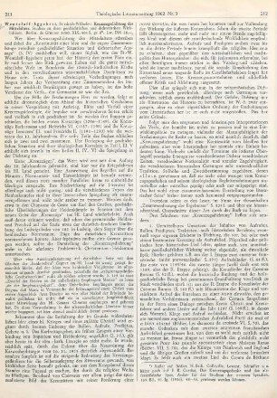 211-215 [Rezension] Wentzlaff-Eggebert, Friedrich-Wilhelm, Kreuzzugsdichtung des Mittelalters