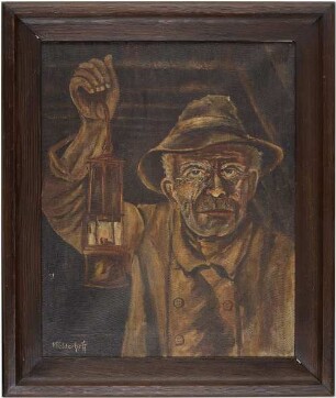 Ölgemälde, Älterer Bergmann unter Tage (Titel montan.dok)