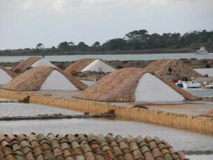 Salinen bei Trapani, Westküste. Salzgewinnung aus dem Meer