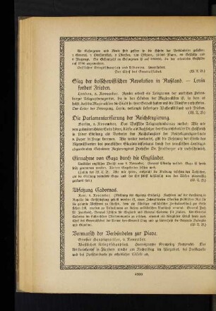 Sieg der bolschewistischen Revolution in Rußland. - Lenin fordert Frieden.