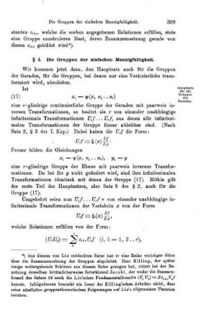 § 4. Die Gruppen der einfachen Mannigfaltigkeit.
