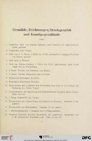 Gemälde, Zeichnungen, Druckgraphik und Kunstgegenstände (Nr. 1-400)
