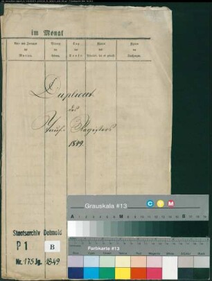 Kirchenbuchduplikat der katholischen Gemeinde Fürstenberg, Kreis Büren (GHT 1849). (Gemeinde: Katholische Gemeinde Fürstenberg)