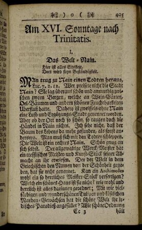 Am XVI. Sonntage nach Trinitatis - Am XX. Sonntage nach Trinitatis