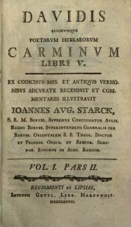 Davidis aliorumque poetarum Hebraeorum carminum libri V. 1,2