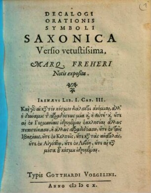 Decalogi orationis symboli saxonica versio vetustissima