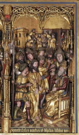 Szenen der Passion Christi: von der Gefangennahme bis zur Vorführung vor Pilatus — Christus vor Kaiphas