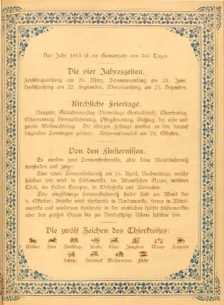 Die zwölf Zeichen des Thierkreises: