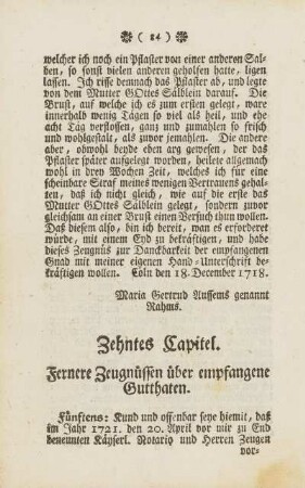 Zehntes Capitel. Fernere Zeugnüsse über empfangene Gutthaten