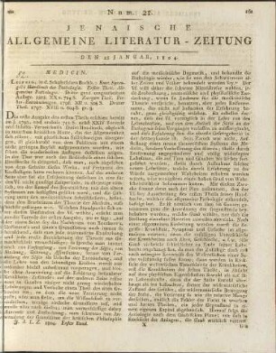 Num. 21. Den 25. Januar 1804