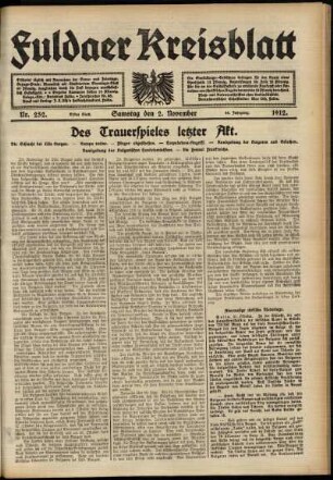 Erste Ausgabe vom Samstag, den 02. November 1912.