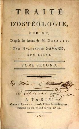 Traité D'Ostéologie, 2