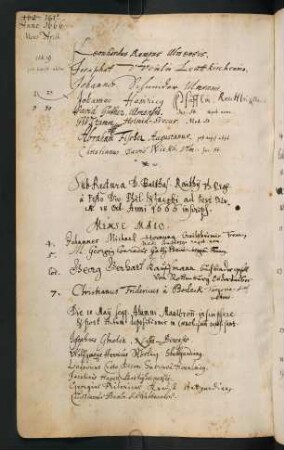 Sommerhalbjahr 1666. Rektorat Balthasar Raith