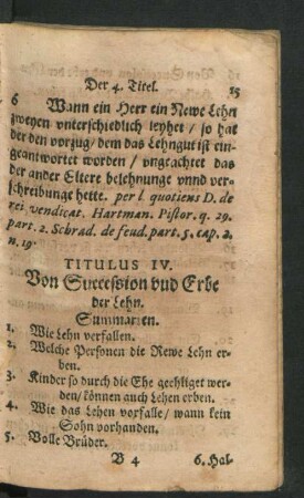 Titulus IV. Von Succession und Erbe der Lehn.