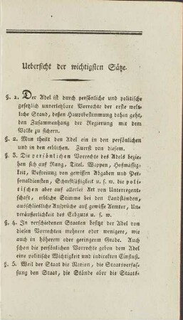 Uebersicht der wichtigsten Sätze