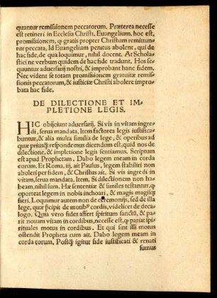 De Dilectione Et Impletione Legis.