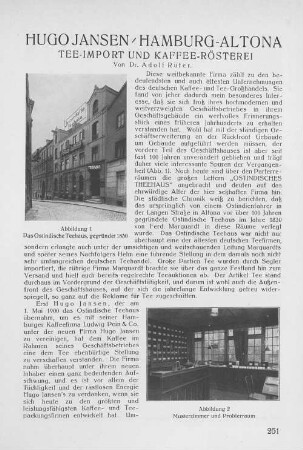 Hugo Jansen Hamburg-Altona Tee-Import und Kaffee-Rösterei