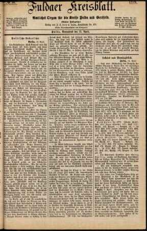 Ausgabe vom Samstag, den 15. April 1876.